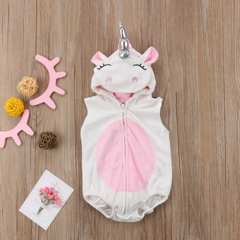 Luštna 3D Samorog Baby Kostum, Otroci, Dekleta, Romper Jumpsuit Obleke Hooded Oblačila
