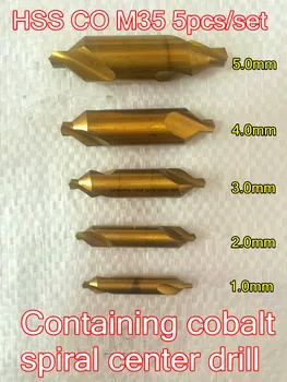 1.0*2.0*3.0*4.0*5.0 mm 5pcs/komplet HSS-co M35 60degrees Vsebuje kobalt spirala center drill Obdelave, iz nerjavnega jekla itd .