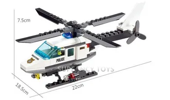 102Pcs Mesto Policijski Helikopter Model gradniki Določa Letalo DIY Ustvarjalca Opeke Izobraževalne Igrače Za Otroke