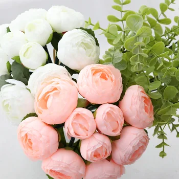 10heads/šopek umetnih poročni šopek rose DIY strani roža doma, hotel garden hotel dekor poročno cvetje ponaredek flores Lulian
