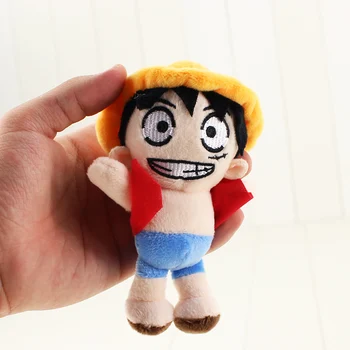 12 cm 5pcs/veliko Enem Kosu Luffy plišastih keychain pedant mehko polnjene srčkan kažejo zob lutka Vroče Luffy igrače za otroke