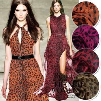 135*50 cm svila Šifon Tkanine Leopard čisto mulberry svile til Svileni šal Afriške tkanine Poročno Obleko Tkanine Oblačila tissu