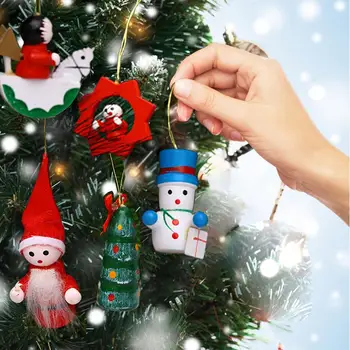 15pcs Božični Okrasek, Lesene Snežaka Vlak Lutka Obesek Visi Novo Leto 2021 Okraski za Božična Drevesa Navidad