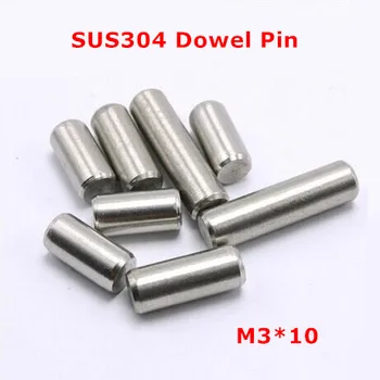 200pcs M3*10 Dia 3 mm zidnim vložkom Pin GB119 SUS304 iz nerjavečega jekla Valjaste Pin / Fiksni Lokaciji Paralled Zatiči