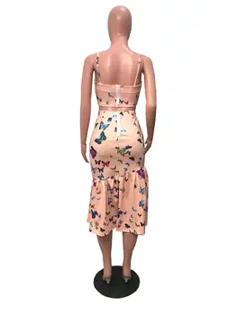 2019 nove ženske metulja print seksi tank obreži zgoraj morska deklica sredi tele krila, obleke, dvodelni trenirko plažo, obleke splošno G5093