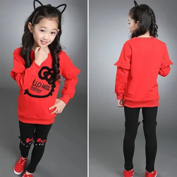 2019 Novo pomlad Dekleta obleke, Kompleti Risanka korejski Lepe Vezenine Otroci Trenirko otroci, oblačila, obleko baby majica+hlače 2pcs