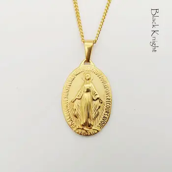 2019 Novo Zlato barvo Krščanska Devica Marija ogrlico, obesek iz plemenitega jekla Verske molitev vingin Marija ogrlica BLKN0728