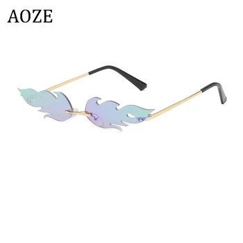 2020 blagovna Znamka Modnih Plamen sončna Očala Ženske Rimless Val sončna Očala Očala Luksuzni Odtenkih Za Ženske, Trendy Ogledalo Očala UV400