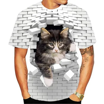 2020 nove moške 3D mačka steno tiskanje priložnostne Harajuku tee T-shirt poletje kratka sleeved O-vratu kakovosti majica s kratkimi rokavi boys očesa, oblačila za