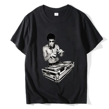 2020 Novo DJ Letnik majice Človek bombaž tshirt Priložnostne Vrhovi Hipster ulične Brucee Lee Natisnjeni Moški Modni T shirt T111