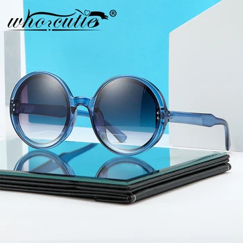 2020 Retro Okrogla sončna Očala Ženske, Moške blagovne Znamke Design Prozorno Modrim Okvirjem Krog Objektiv Moda 90. letih sončna Očala Odtenki Ženski S137