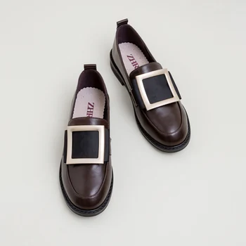 2021 Pomlad Ženske Ravno Čevlji Oxford Zdrsne na Čevlji Mehko PU Usnje Brogue Luruxy Design Britanski Stil Laides Loafers