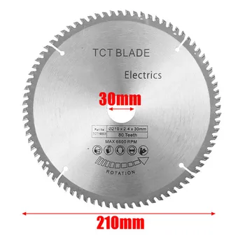 210*30 mm 80T TCT Nove Krožne Žage HSS rezalni Disk z Zmanjševanjem Obroči za Bosch, Makita festool drugih krožna žaga