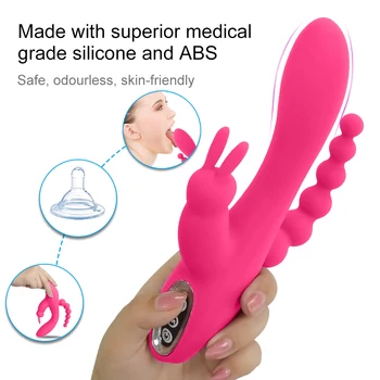 3 in1 Rabbit Vibrator Sex igrače Za Ženske, G-spot Vagine, Klitoris Stimulator Analni Dildo, Vibrator Ženski Odrasle Izdelek za Pare
