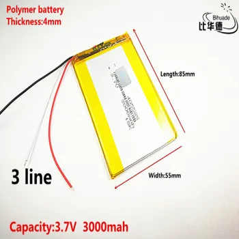 3 linije Dobro Qulity 3,7 V,3000mAH 405585 Polimer litij-ionska / Litij-ionska baterija za tablični računalnik BANKE,GPS,mp3,mp4