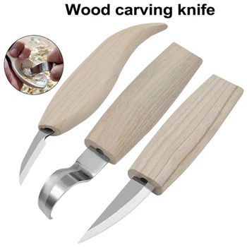 3 v 1 Lesa Carving Nož, Dleto Lesnoobdelovalnih Rezalnik Woodcarving Rezila Visoke Trdnosti Zasvojen Whittling Rezilo Ročno Orodje Set