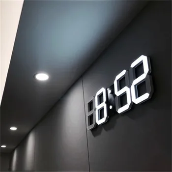 3D LED digitalna stenska ura alarm ura, datum, temperatura samodejno osvetlitev ozadja namizje doma dekoracijo polica stenska ura
