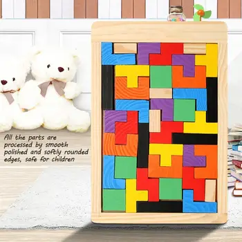 3D Puzzle Lesene Tangram Matematiko Igrače Igra Tetris Otrok Magination Intelektualne Izobraževalne Igrače Družini Stranka Starš-otrok Igra