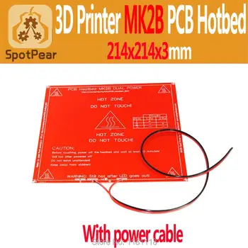 3D Tiskalnik PCB Heatbed Mk2b-214x214-kabel Greti Posteljo Vročo Ploščo za Prusa&Mendel. s napajalni kabel