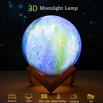 3D Tiskanje LED Noč Lampe Polnilna Luna Lučka Moon Light Postelji otroška Nočna Lučka Desk Dekor Novost Darilo Padec Ladijskega prometa