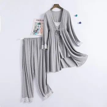 3Pcs/Set Nosečnosti, Porodniškega Pižamo Sleepwear zdravstvene Nege Nosečnice Pižamo Dojenje Nightgown Elegantno Materinskih Domovih za Obleko
