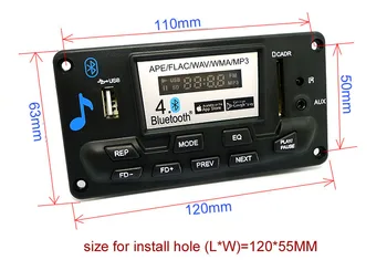 4.0 Bluetooth MP3 Dekodiranje Odbor Modul LED 12V DIY USB/SD/MMC APE FLAC WAV DAE Dešifrirati Zapis MP3 Predvajalnik, AUX FM-Map Stikalo