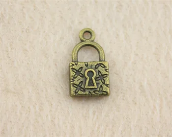 40pcs/lot 18 mm antični bronasti Zaklepanje čar Obeski DIY nakit za zapestnico, ogrlico, uhane
