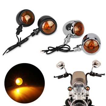 4Pcs Motocikel smerokaze Kazalniki Oranžna Črna Bullet Vključite Opozorilne Luči Lučka Blinkers Za Skuter Motor Za Harley
