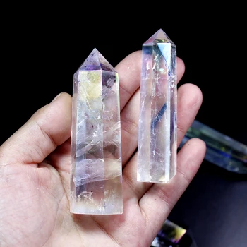 5-7cm Naravne Crystal Točka Jasno, Kremen Galvanizacijo Mavrica Palico Zdravilni Kamen za Akvarij Obrti Okraski Doma Dekoracijo