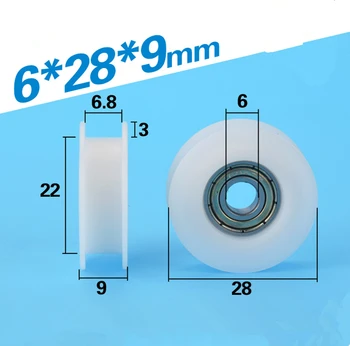 5pcs 6*28*9 mm H tip konkavno najlon plastičnih pom škripec 696zz ležaji za 3D tiskalnik zavit gume kolesa
