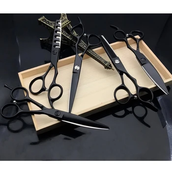 6 Professional Frizerski Salon Struktura Škarje Set Za Rezanje Barber Frizuro Redčenje Strižna Frizerske Škarje Za Lase Orodja, Škarje