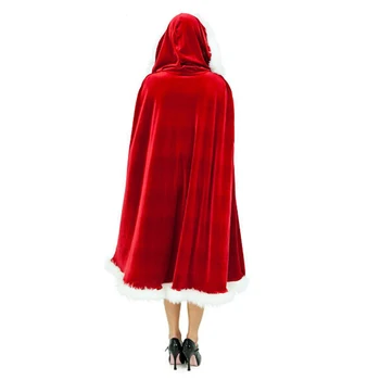 60-90-120-150 cm Rdeče Mah Hooded Cape Plašč Seksi Božiček, Cosplay Božični Kostumi za Ženske Carnival Party Clubwear