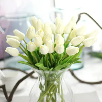 6PCS Umetno Tulipanov Cvet PU Mini Tulipanov Cvet Pravi Dotik Ponaredek Cvetja Za Dom Poroko Dekorativne Rože