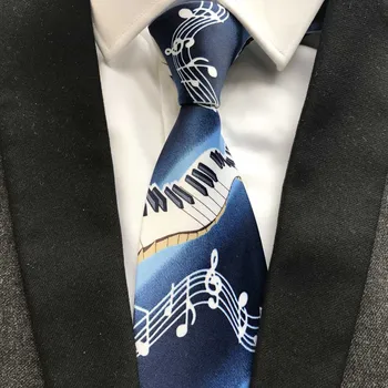 9 cm Novega Oblikovalca Moških Glasbeni Kravatni Modra s Klavirsko Glasbo Opombe Vzorec Vezi za Glasbenik Stranka