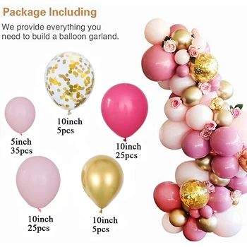 97pcs Balon Garland Arch Kit Rose Pink Zlati Konfeti Baloni za Rojstni dan Poroka Okraski Baby Tuš
