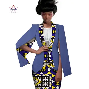 Afrika Slog Žensk Afriška Oblačila Dve Delni Set Obleko Obleko za Ženske Vrhovi Suknjič in Tiskanje Krilo Bazin Riche Oblačila WY551