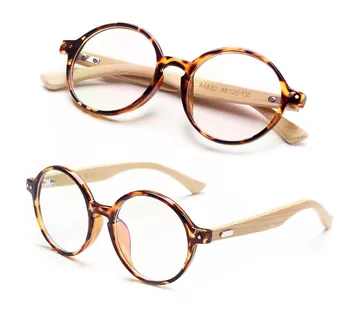 Agstum 48 mm Ročno Bambusa Letnik Krog Očal Okvir Optična Očala Clear Leče Modni Očala