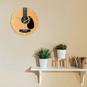 Akustično Kitaro, Dekorativne Stenske Ure Glasbeni Instrument Minimalističen Doma Dekor Tiho Steno Gledal Glasbenik, Studijski Kitarist Darilo
