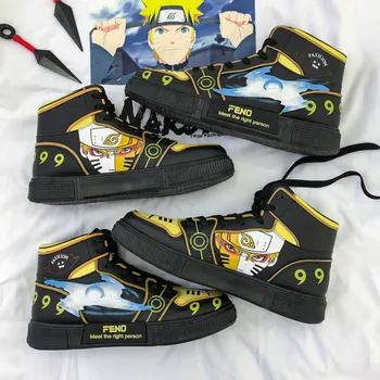 Anime Naruto Čevlje, Modne Superge za Moške Čipke Priložnostne Čevlji Otrok Dihanje Hip Hop Moški Obutev Visoki Vrh Sasuke