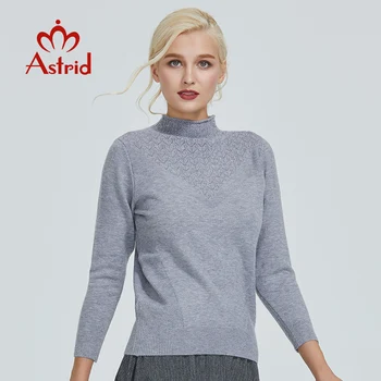 Astrid 2019 Jeseni nov prihod pulover ženske, visoka kakovost tanko bombaž vrh rjava priljubljena elegantno rastlinske pulover za ženske MS-013