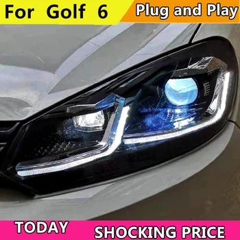Avto Styling Za VW Golf 6 2009-2013 LED Žarometov za MK6 Golf 6 Glavo Svetilka LED DRL Bi-Xenon LED Dinamični vključite opozorilne