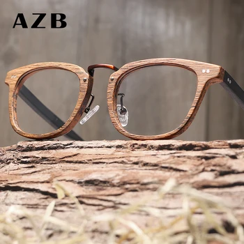 AZB Nove Lesene Kratkovidnost Očal Okvir Za Moške in Ženske Lesa Očala Okvirji Jasno Očala Zrn Optični Recept Okvirji
