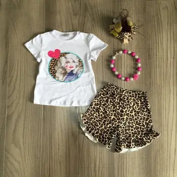 Baby dekleta, dekleta obleke bele majice z leopard hlače otroci poletne obleke z dodatki