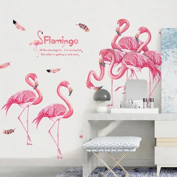 Barvita Flamingo Stenske Nalepke Doma Dekor Grils Spalnica, Dnevna Soba, Kopalnica, Steklo Dekoracijo Vinil Umetnosti Nalepko Ozadje