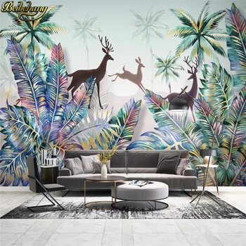 Beibehang po Meri Tropskih rastlin, gozdov, akvarel žirafa 3d zidana ozadje za dnevno sobo v ozadju stene papirjev doma dekor