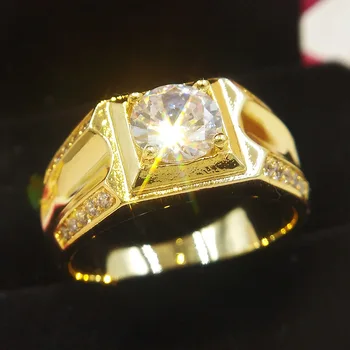 Blagovne znamke Classic Moške, Darilo Nakita 925 Srebra, Zlata Barva Zaročni Prstan CZ Diamant Poročni Prstani Za Moške 14k zlata indijski nakit