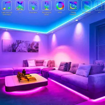 Bluetooth RGB Trak Svetlobe Doma Pametne Glasbe Svetlobni Trak Barva Spreminja, LED Luči, TV LED Osvetlitvijo Komplet za Dekoracijo Doma