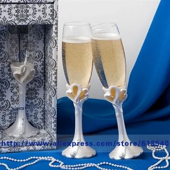 Brezplačna Dostava Dvojno Srce Poroke Toasting Predvsem Piščali Kozarcev Za Šampanjec Poroka Dekoracija Poroka Potrebščine Vse Za Poroko