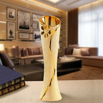 Brezplačna Dostava Moda Sodobno zlati Keramični Namizni Cvet vazo za Poročno darilo Dom Dekoracija dodatna Oprema obrti