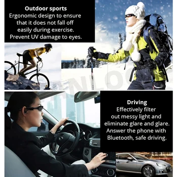 Brezžične Bluetooth Slušalke sončna Očala Šport UV400 Zaščito Polarizirana sončna Očala Vožnje Pol Okvir Slušalke